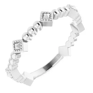 14K White Stackable Pyramid Ring
