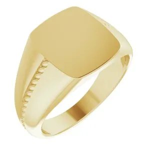 14K Yellow 13x12 mm Rectangle Signet Ring