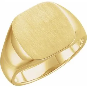 14K Yellow 14x14 mm Square Signet Ring