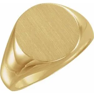 14K Yellow 18 mm Round Signet Ring