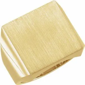 14K Yellow 18 mm Square Signet Ring