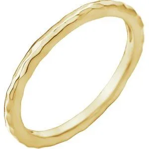 14K Yellow 2 mm Hammered Stackable Ring Size 8