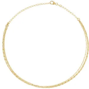 14K Yellow 3-Strand Bead Chain 13-16" Choker