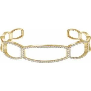 14K Yellow 3/4 CTW Diamond Cuff 6 1/4" Bracelet