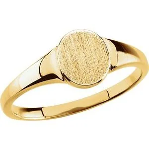 14K Yellow 7x6 mm Oval Signet Ring Size 3.5