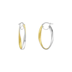 14k Yellow and White Gold Curved Hoop Earrings