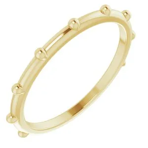 14K Yellow Beaded Station Ring