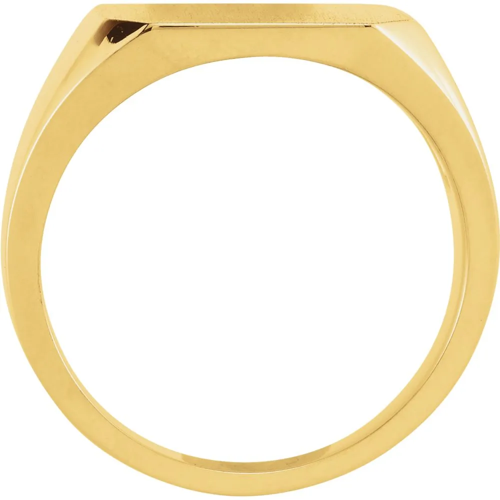 14k Yellow Gold 15mm Men's Signet Ring, Size 10