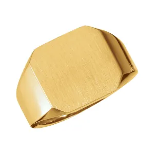 14k Yellow Gold 15mm Men's Signet Ring, Size 10