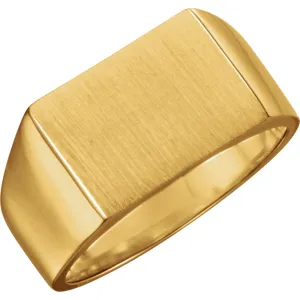 14k Yellow Gold 15x11mm Men's Signet Ring, Size 11