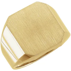 14k Yellow Gold 16x18mm Men's Signet Ring , Size 10