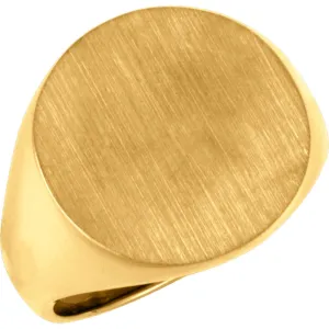14k Yellow Gold 18mm Men's Signet Ring, Size 11