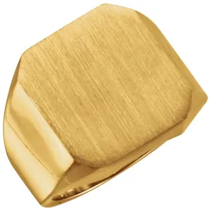14k Yellow Gold 18x16mm Octagon Men's Signet Ring, Size 10