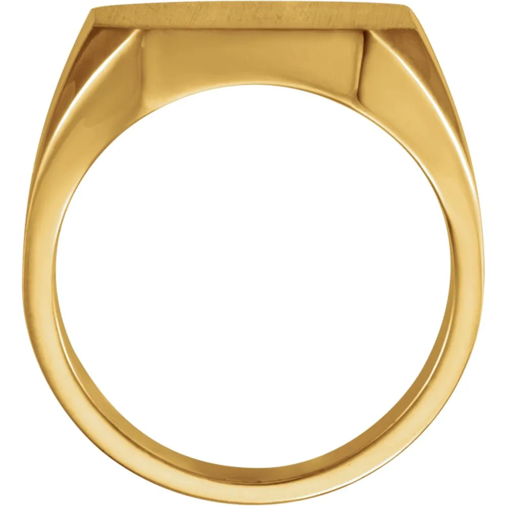 14k Yellow Gold 18x16mm Octagon Men's Signet Ring, Size 10