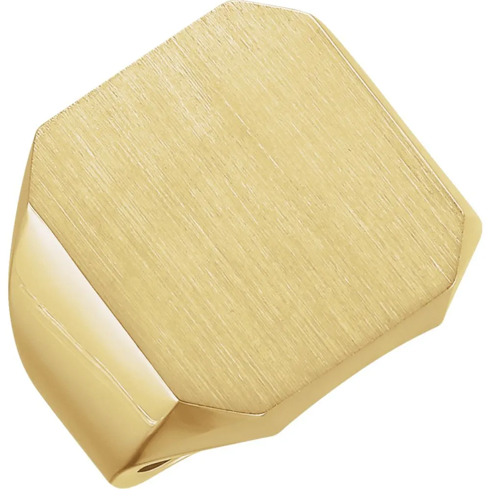14k Yellow Gold 18x20mm Men's Signet Ring , Size 10