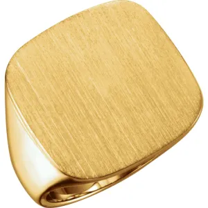 14k Yellow Gold 20mm Men's Solid Signet Ring , Size 11