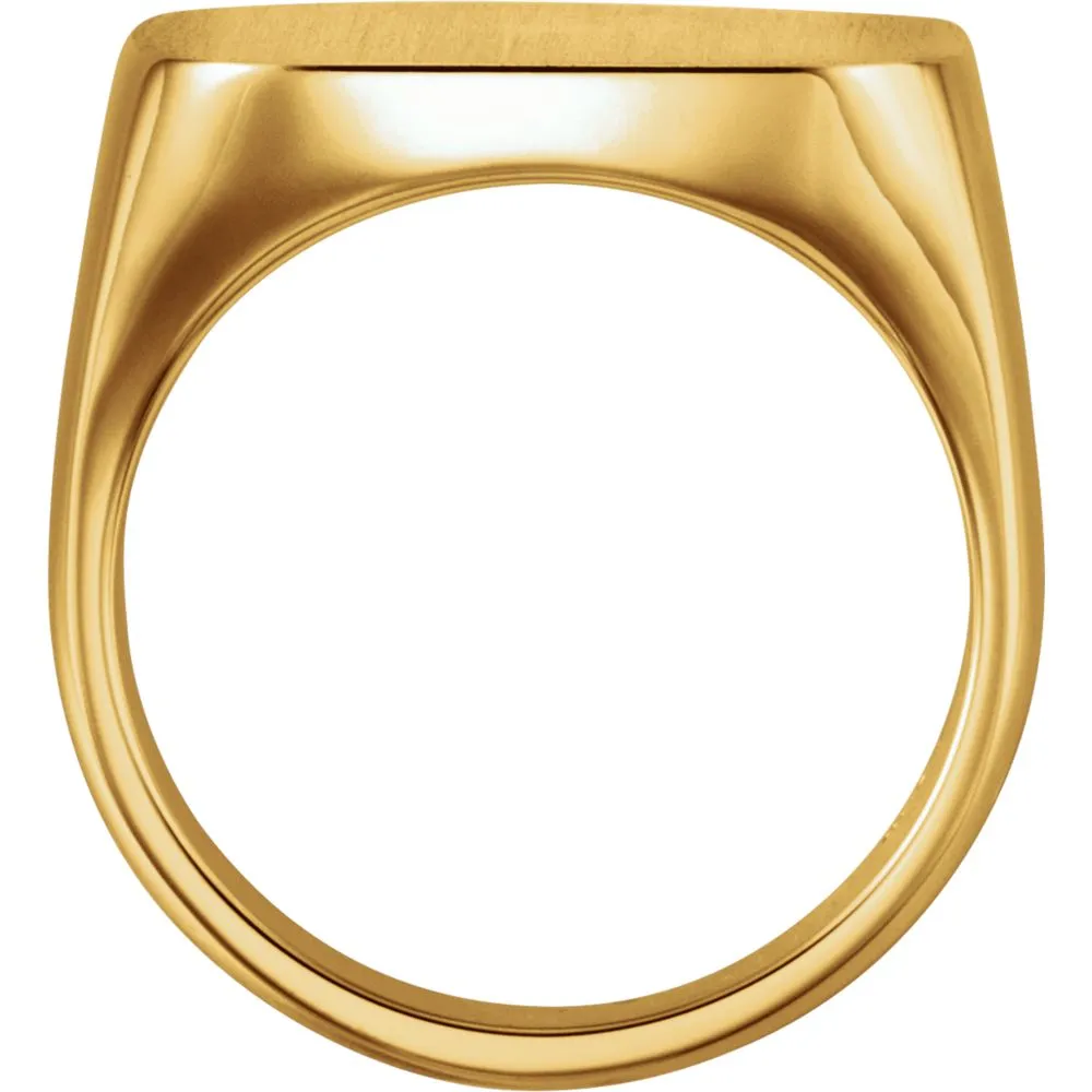 14k Yellow Gold 20mm Men's Solid Signet Ring , Size 11