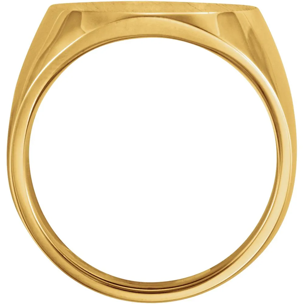 14k Yellow Gold 20x17mm Men's Solid Signet Ring, Size 10