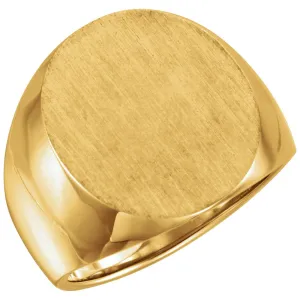14k Yellow Gold 20x17mm Men's Solid Signet Ring, Size 10