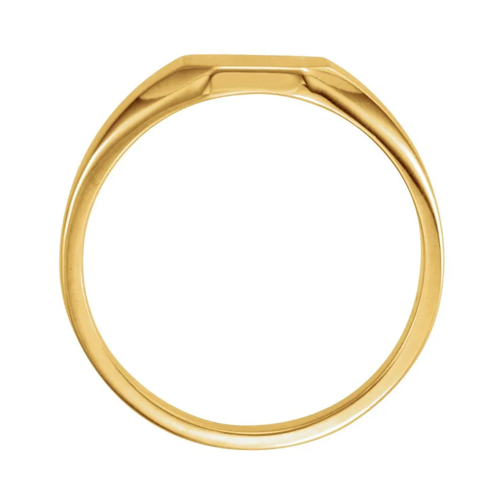 14k Yellow Gold 7x9mm Octagon Signet Ring , Size 6