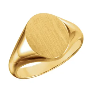 14k Yellow Gold 9.5x11mm Oval Signet Ring , Size 6
