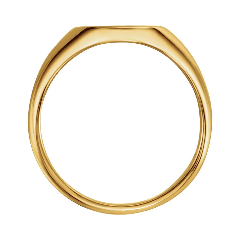 14k Yellow Gold 9.5x11mm Oval Signet Ring , Size 6