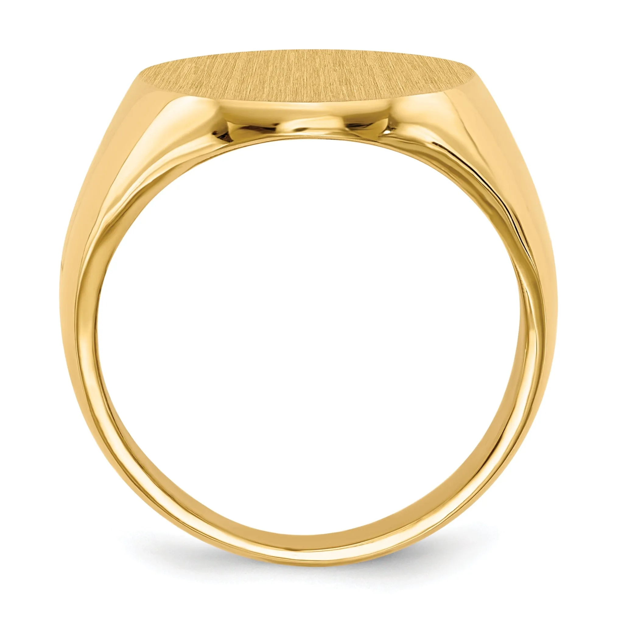 14k Yellow Gold Brushed Men's Polished Signet Ring