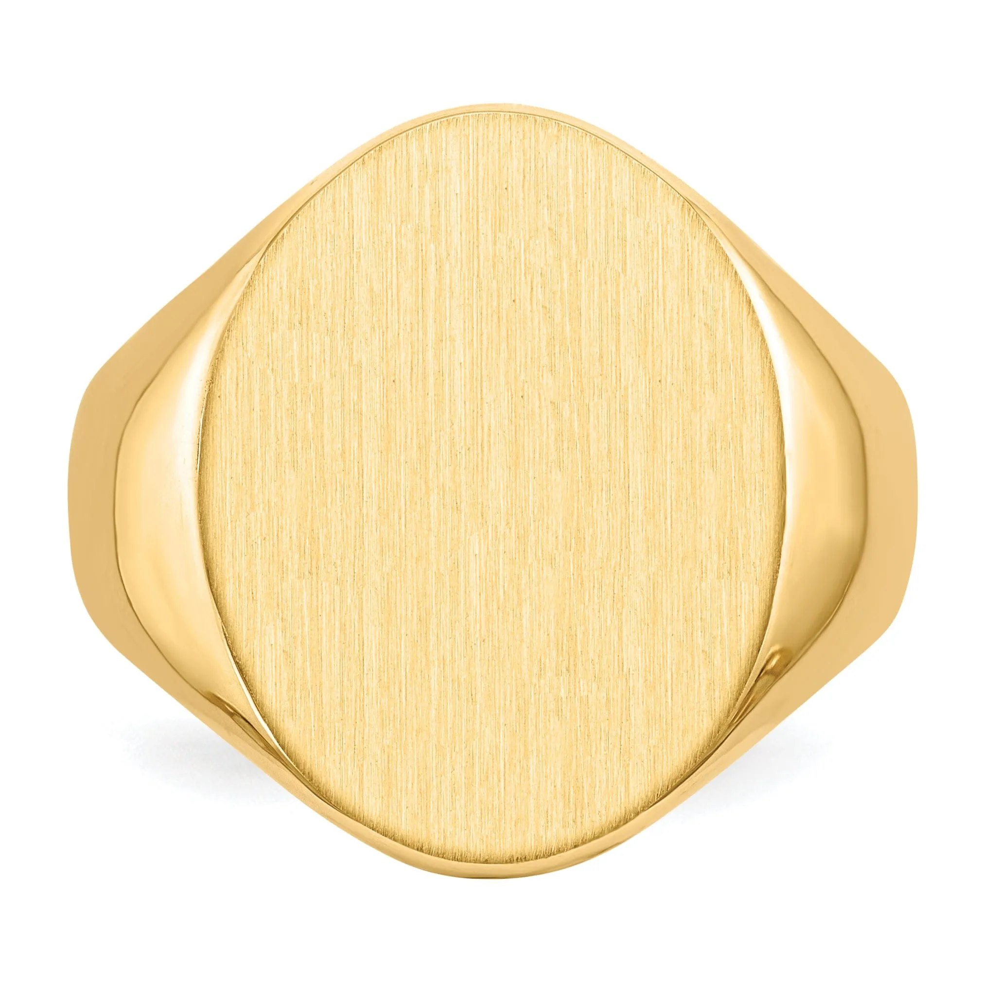 14k Yellow Gold Brushed Men's Polished Signet Ring