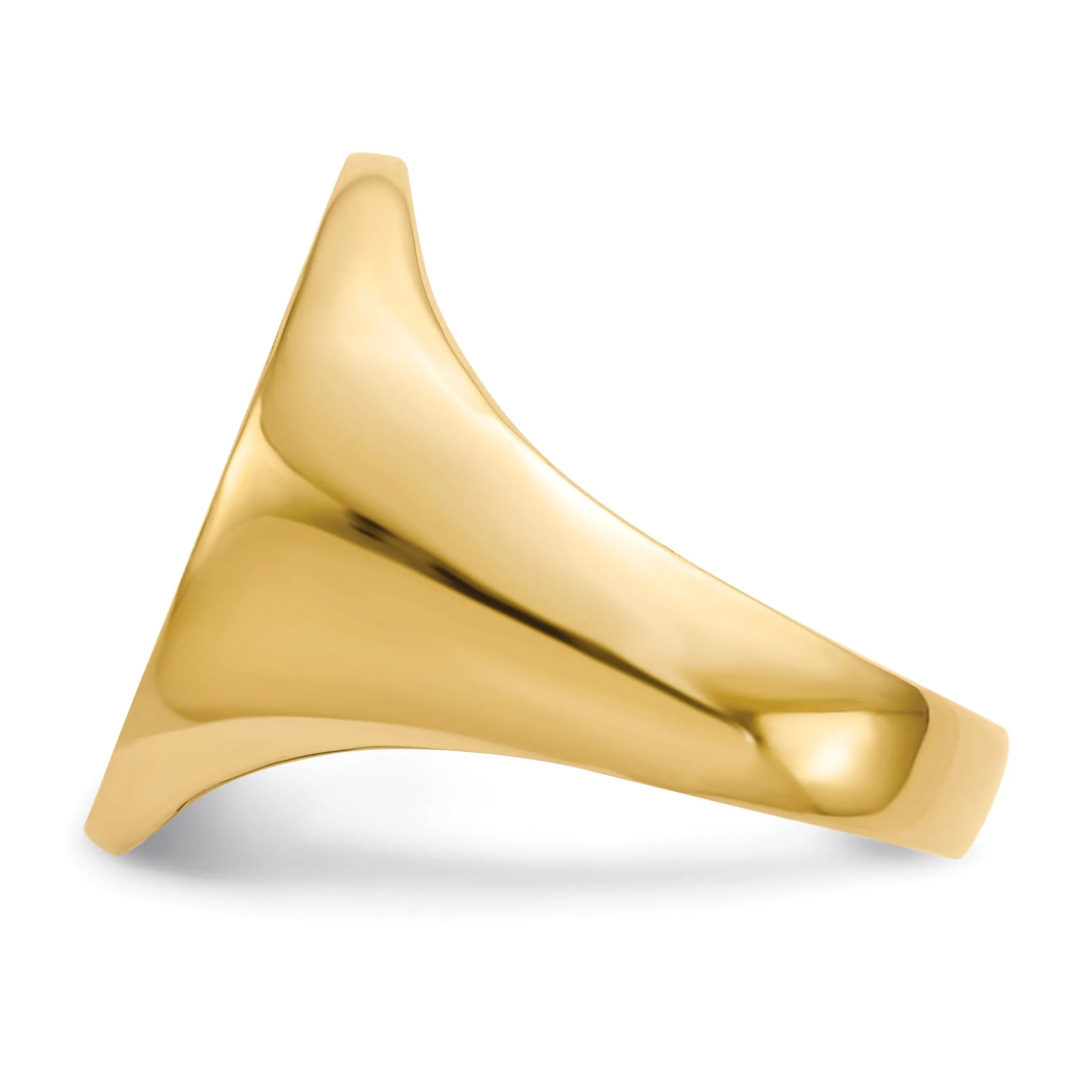 14k Yellow Gold Brushed Men's Polished Signet Ring