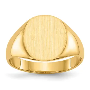 14k Yellow Gold Brushed Solid Polished Signet Ring