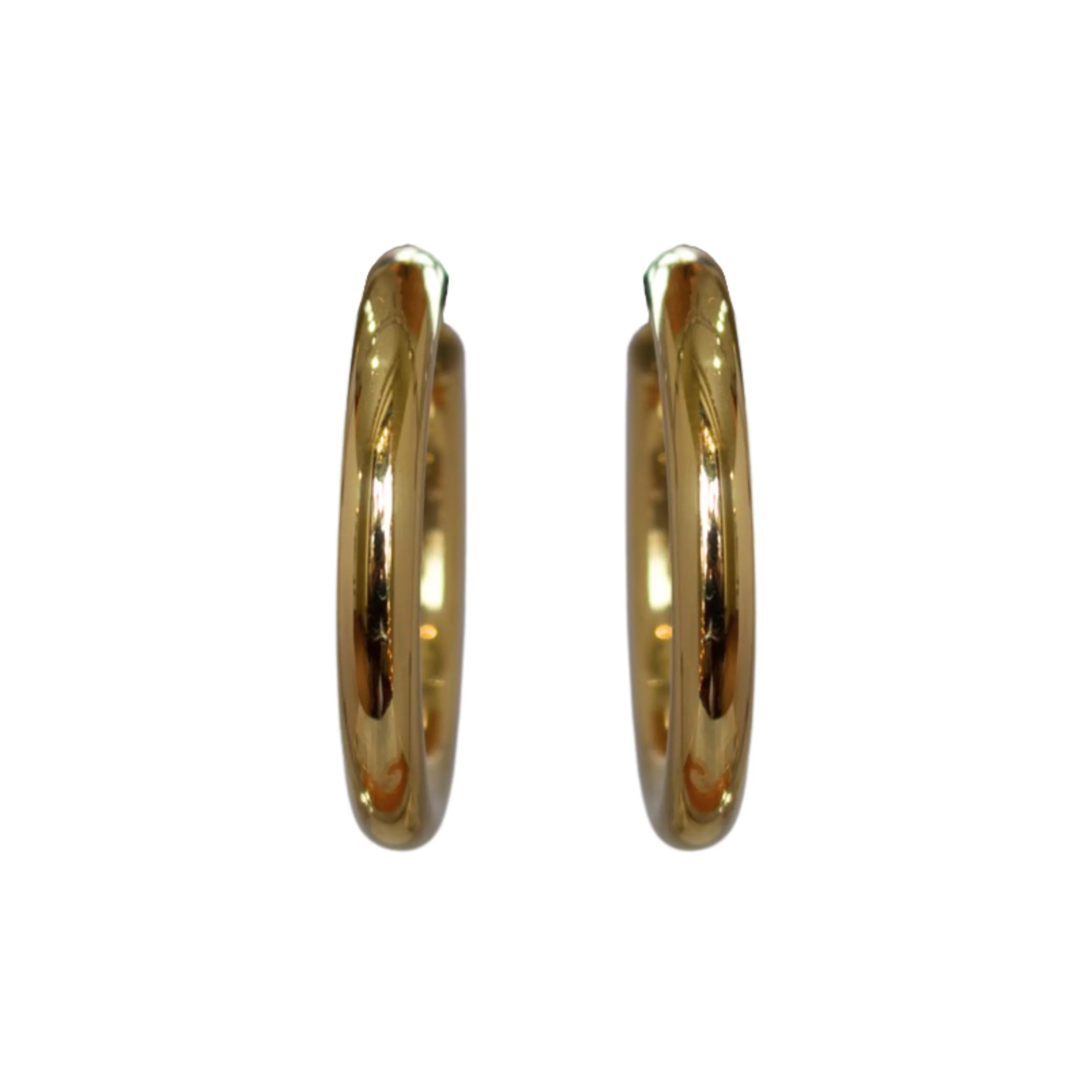 14k Yellow Gold Chunky Hollow Tube Hoop Earrings