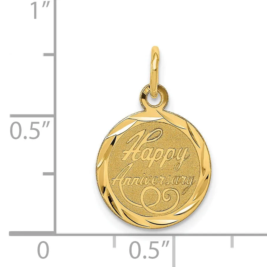 14k Yellow Gold Happy Anniversary Charm Pendant