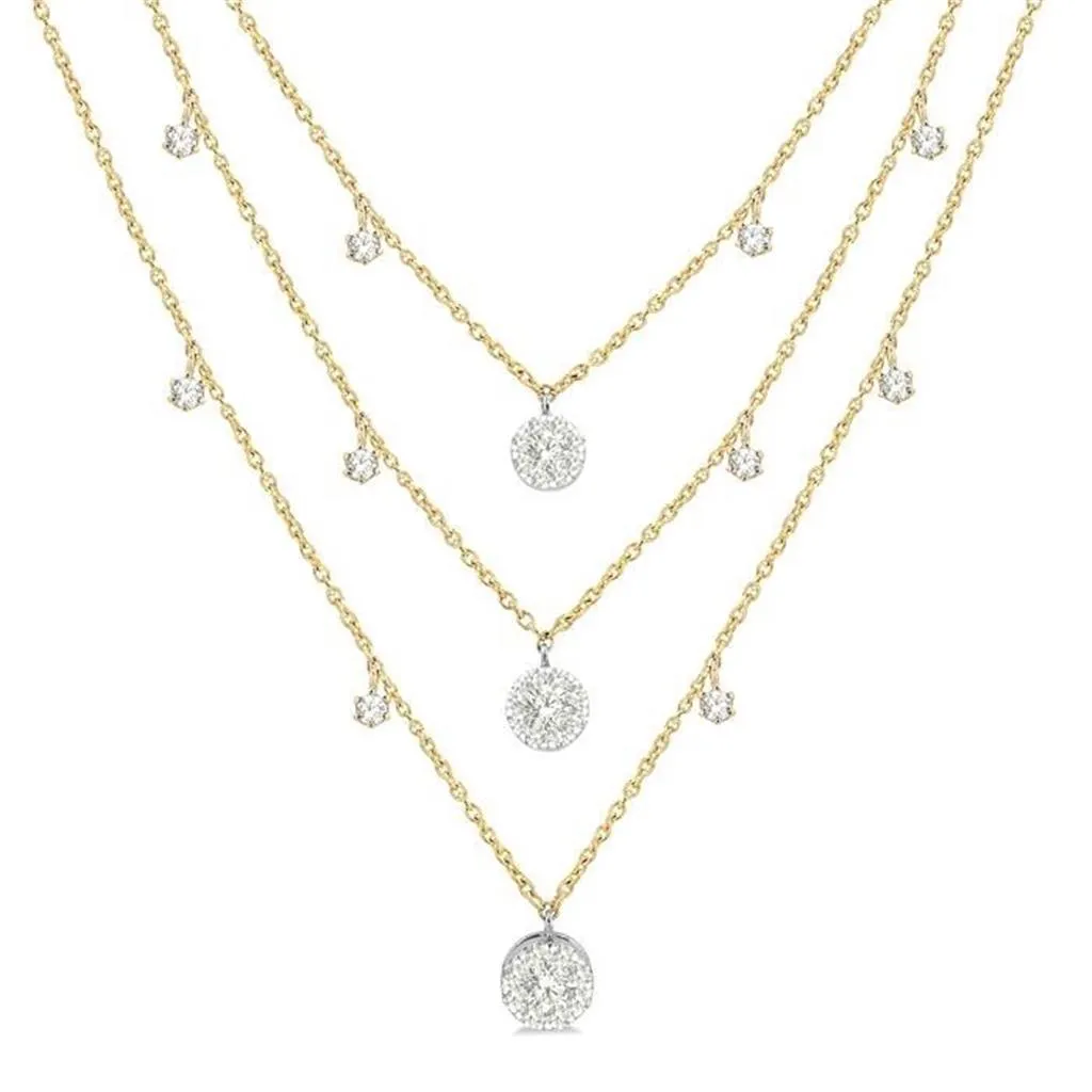 14K Yellow Gold 'Lovebright' Natural Diamonds Layered Necklace