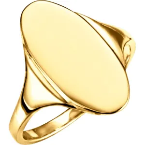 14k Yellow Gold Oval Signet Ring, Size 5.75