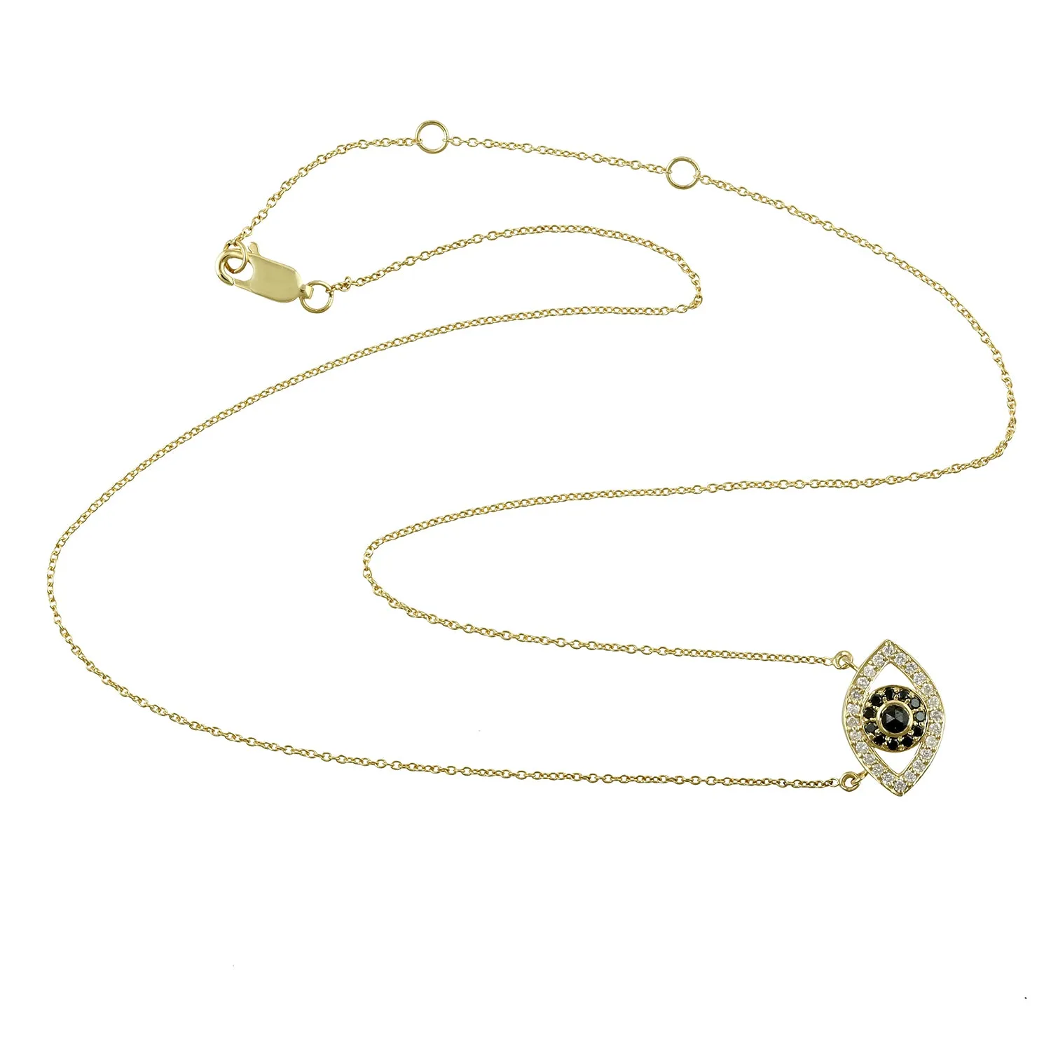 14K Yellow Gold Pave Diamond Handmade Evil Eye Choker Necklace