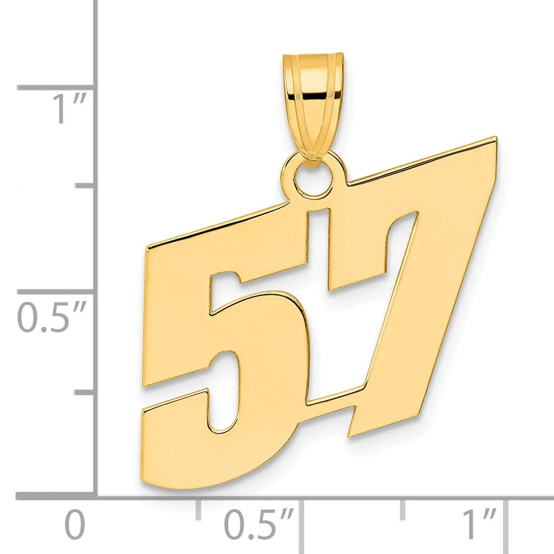14k Yellow Gold Polished Finish Block Script Design Number 57 Charm Pendant