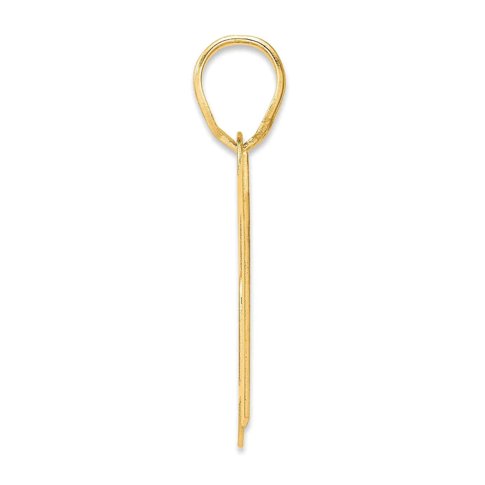 14k Yellow Gold Polished Finish Block Script Design Number 57 Charm Pendant
