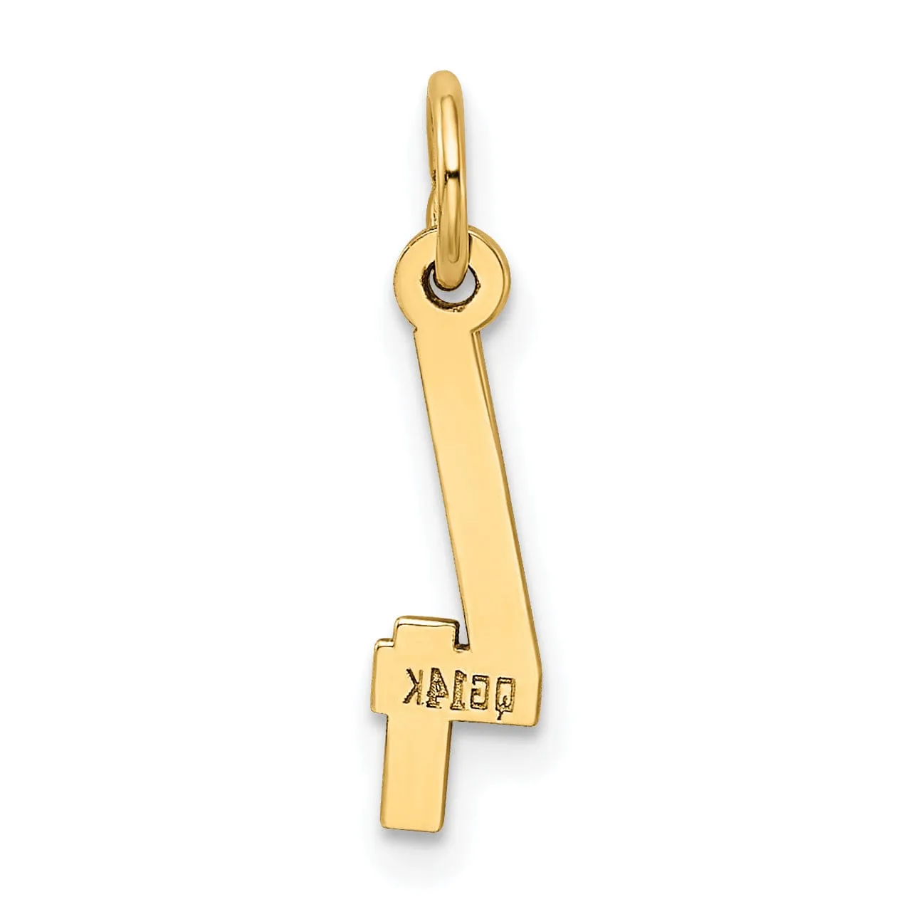 14K Yellow Gold Polished Finish Small Size Elongated Shape Number 4 Charm Pendant