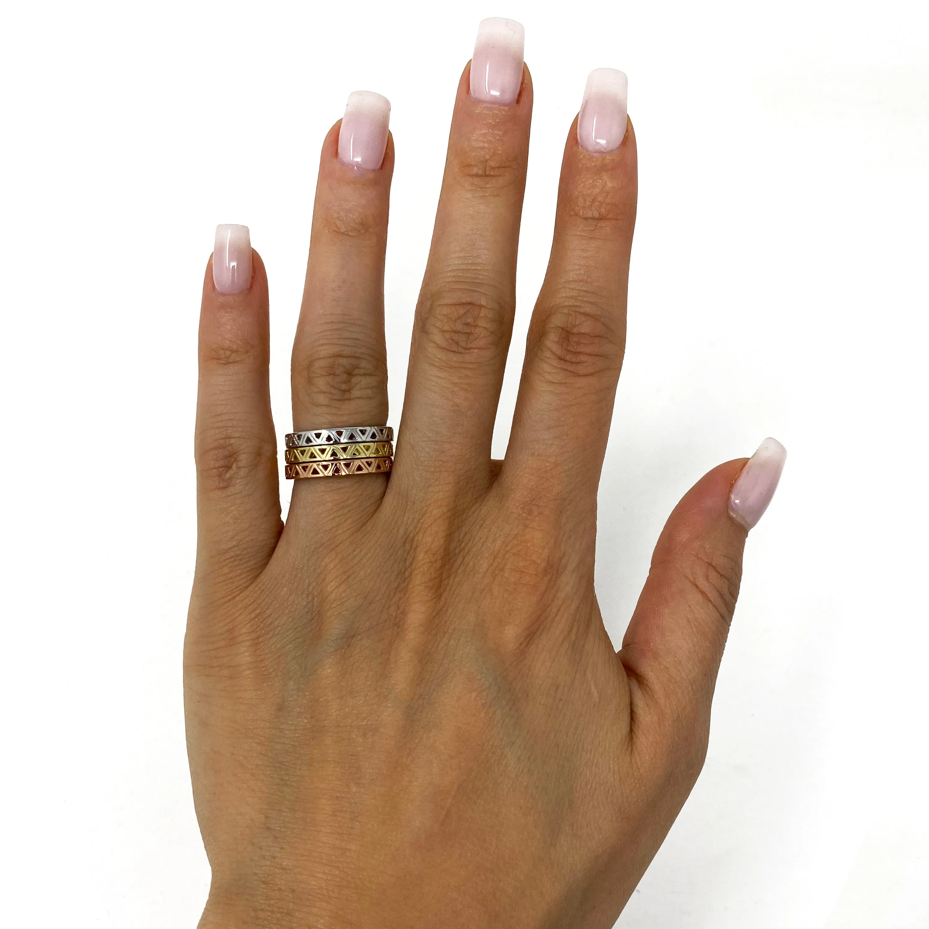 14k Yellow Gold Rotating Triangle Cutout Stackable Ring 2.7 grams Size 6.5