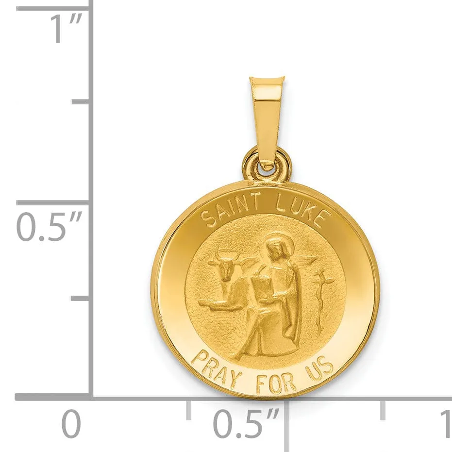 14k Yellow Gold Saint Luke Medal Pendant