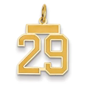 14k Yellow Gold Satin Brush Finish Small Size Number 29 Charm Pendant