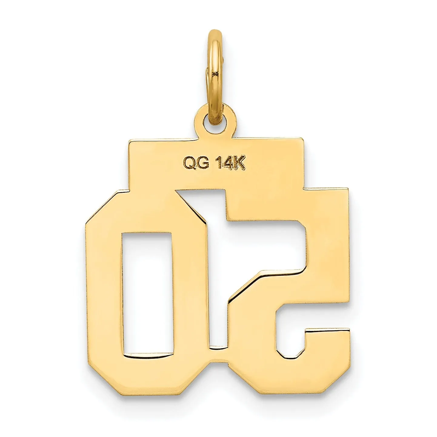 14k Yellow Gold Satin Brush Finish Small Size Number 50 Charm Pendant