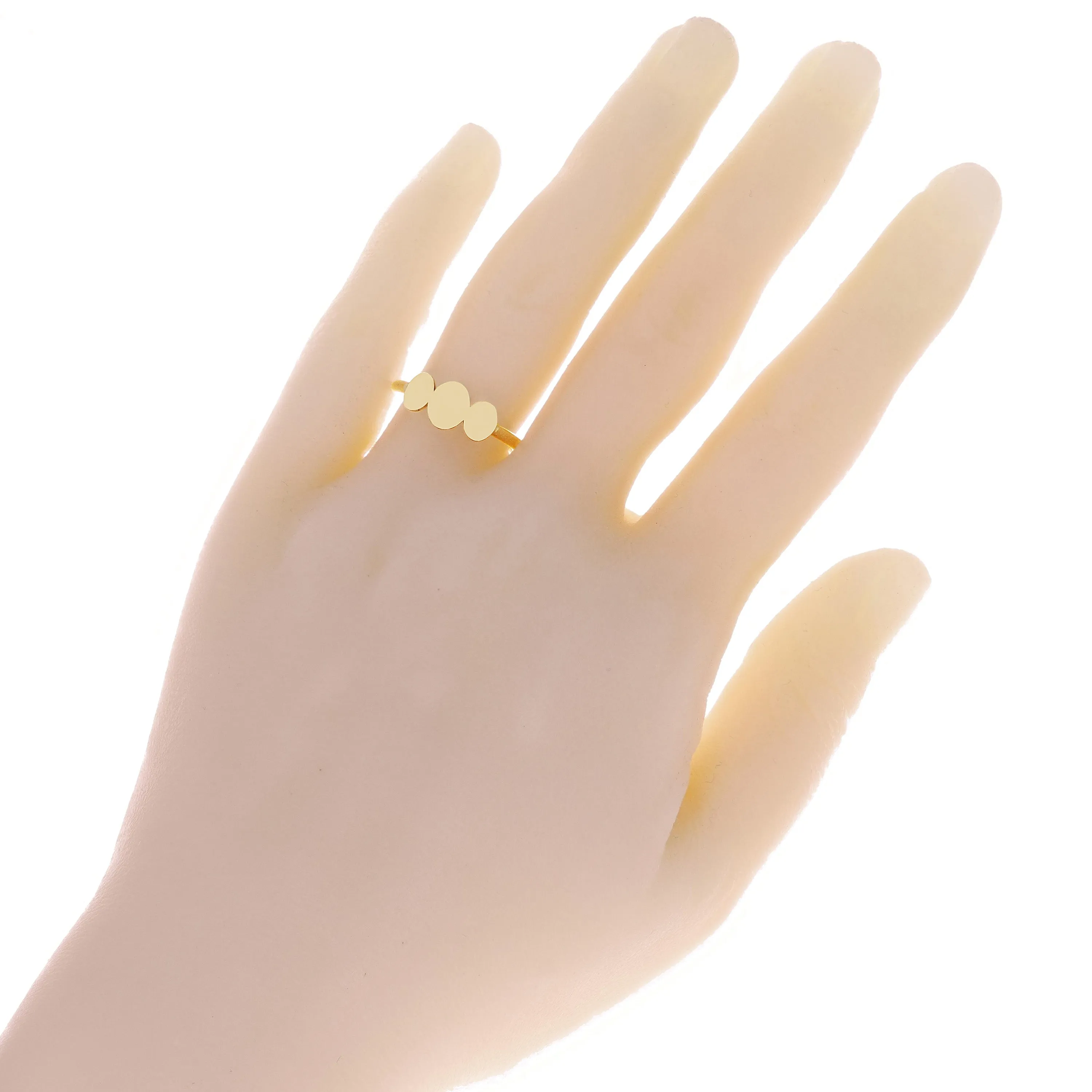 14k Yellow Gold Triple Oval Stackable Ring Size 6 - 7mm 3.3 grams