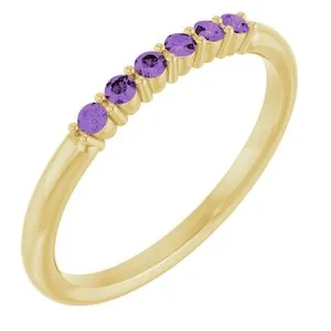 14K Yellow Natural Amethyst Stackable Ring