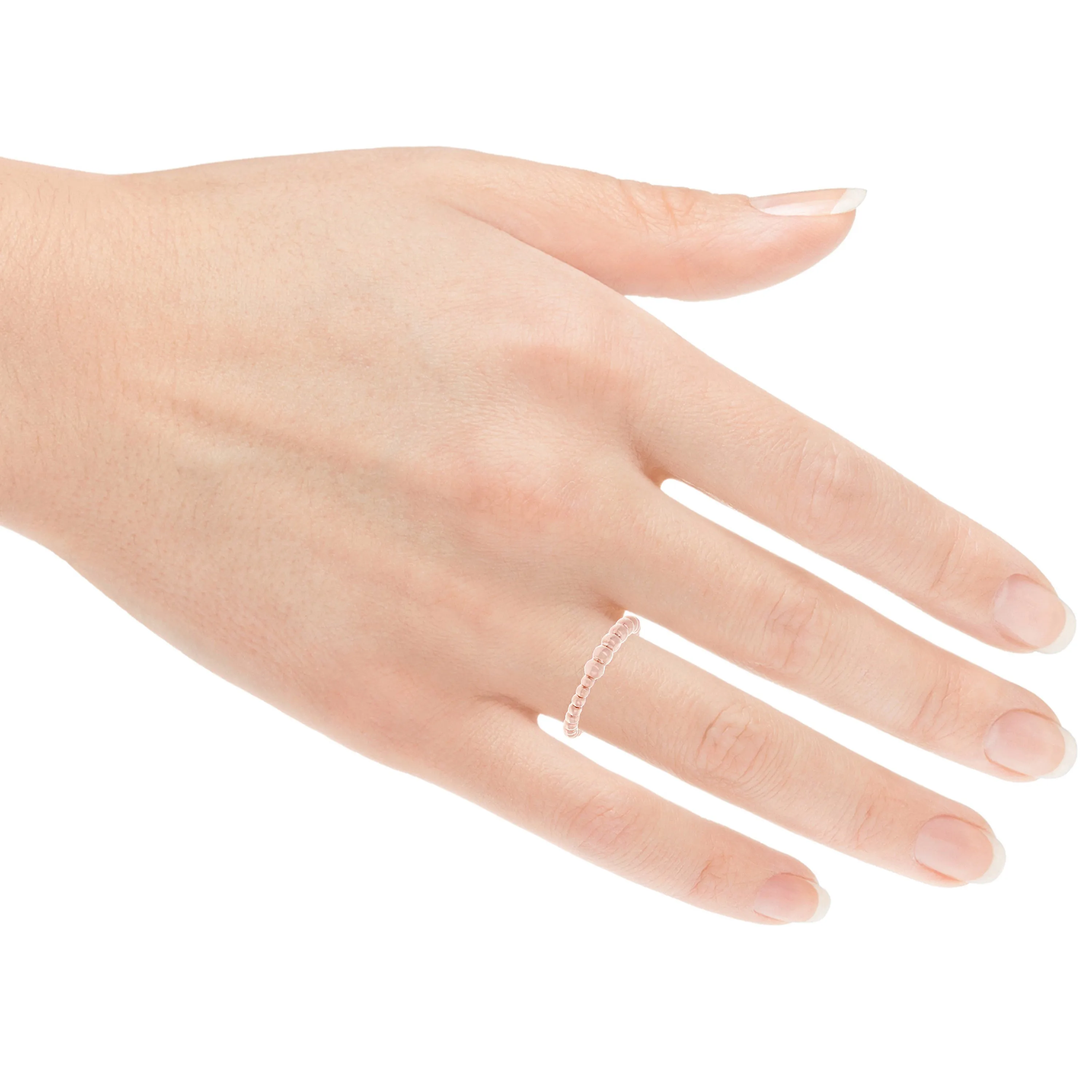 14k Yellow White or Rose Gold Bright Polished Graduated Beaded Step Stackable Band Size 4.5