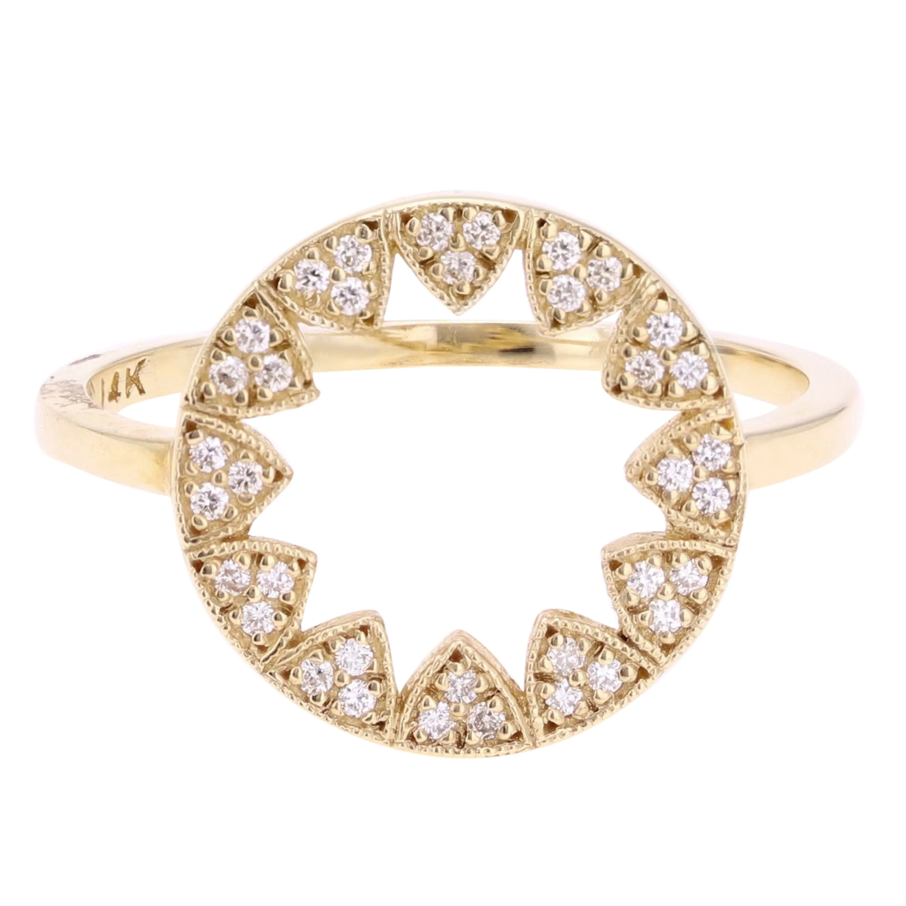 14k Yellow White or Rose Gold Diamond Accent Open Sun Star Burst Stacking Ring Size 6 or 7