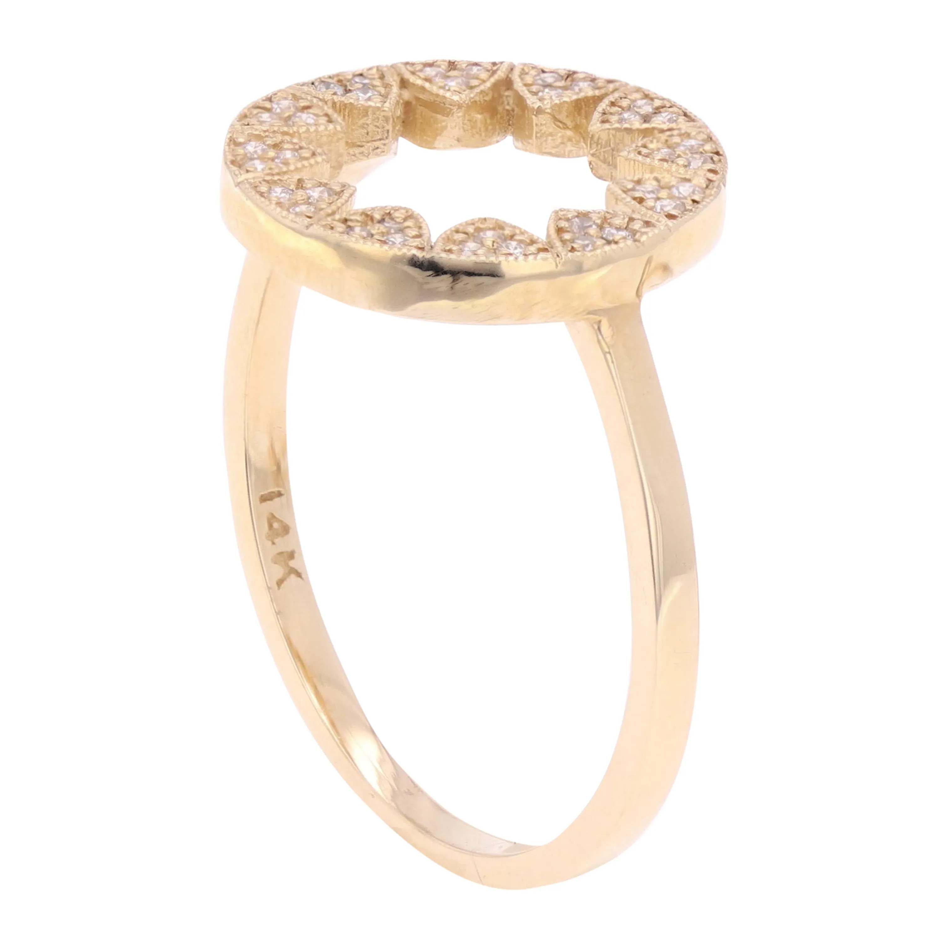 14k Yellow White or Rose Gold Diamond Accent Open Sun Star Burst Stacking Ring Size 6 or 7