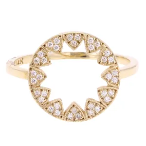 14k Yellow White or Rose Gold Diamond Accent Open Sun Star Burst Stacking Ring Size 6 or 7