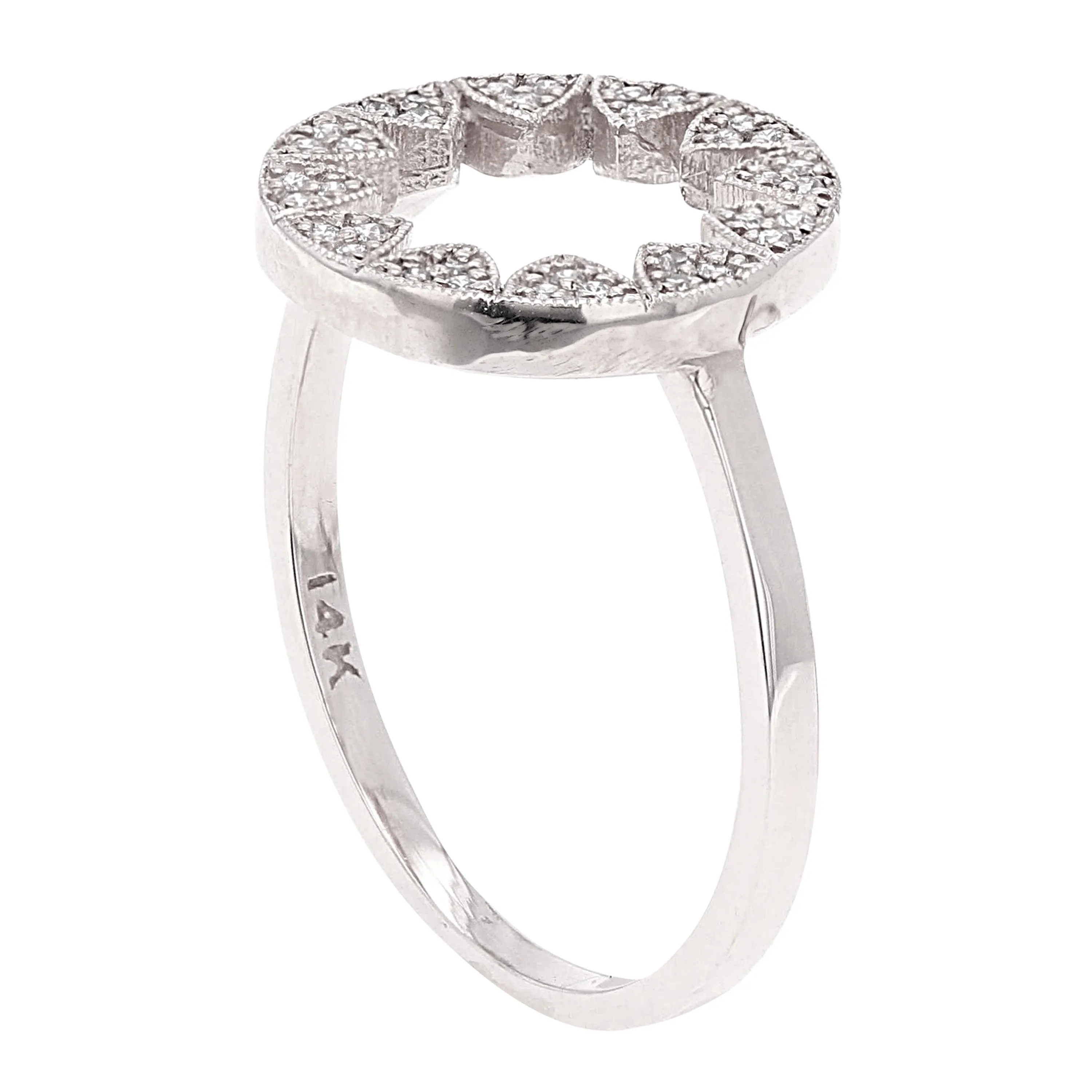 14k Yellow White or Rose Gold Diamond Accent Open Sun Star Burst Stacking Ring Size 6 or 7