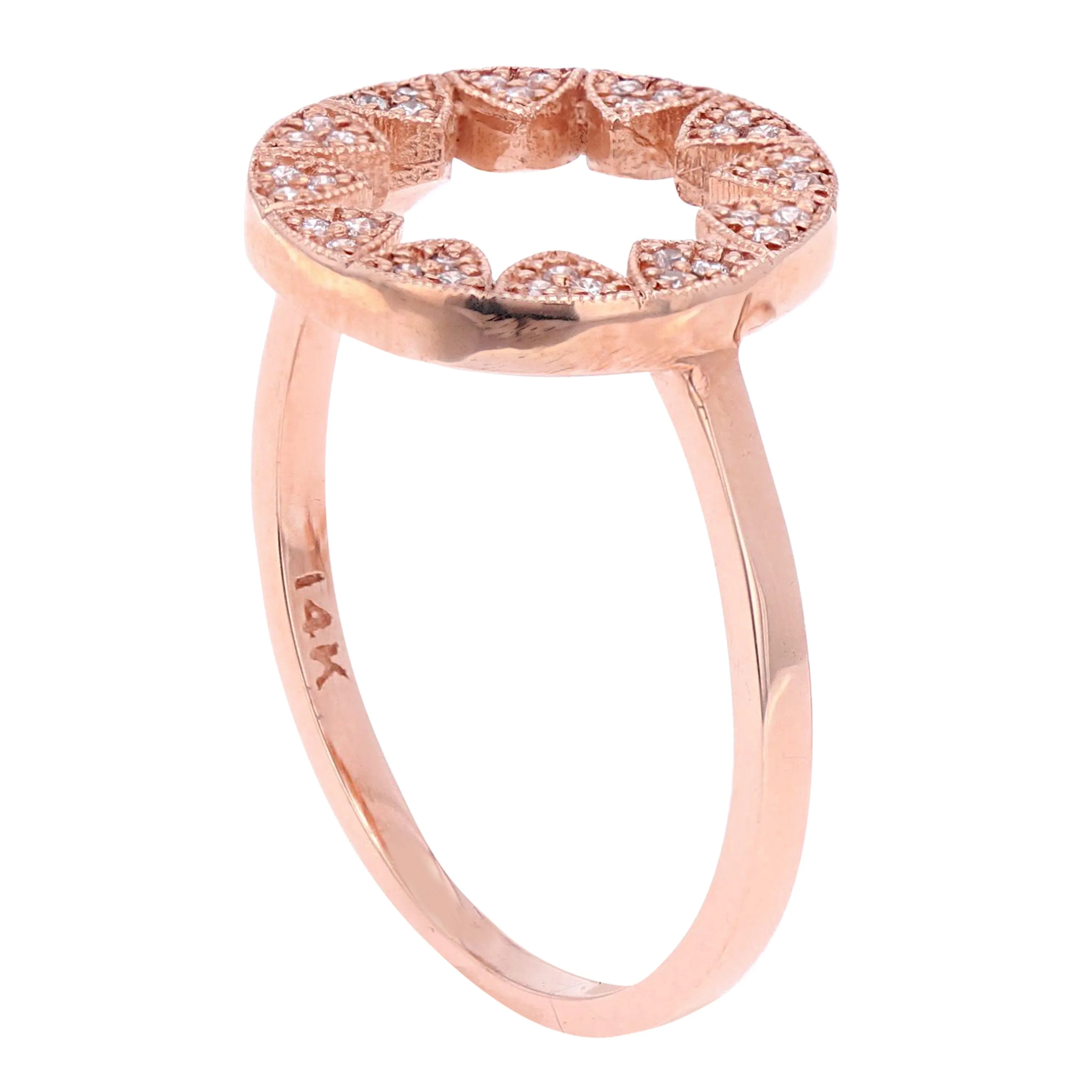 14k Yellow White or Rose Gold Diamond Accent Open Sun Star Burst Stacking Ring Size 6 or 7